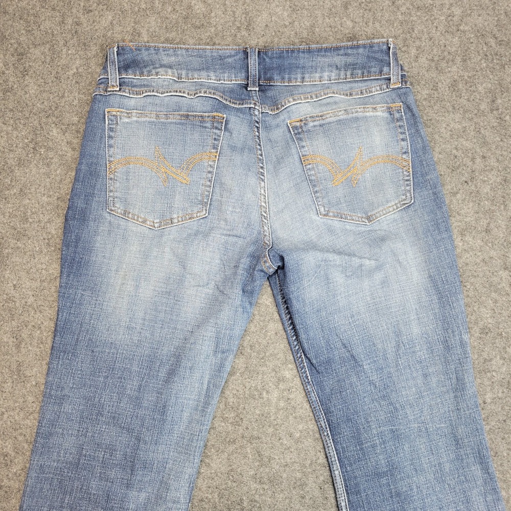 Wrangler Jeans Womens 11x30 Blue Boot Cut Stretch Western Distressed Y2K Flare - Picture 4 of 11
